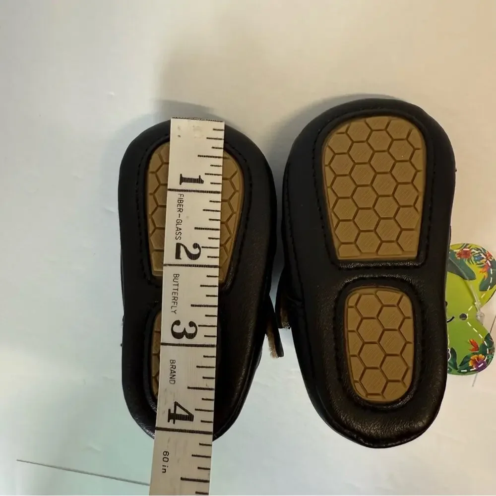 Black Mary Jane Baby Shoes Size 11 Vegan Leather Hook & Loop NEW